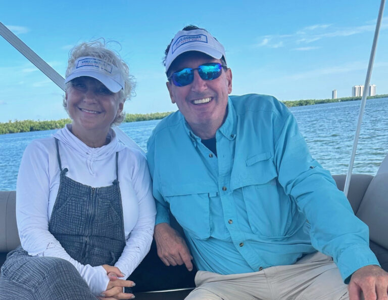 Tamara Goehler and Stephen Gray, water testing in the Gulf